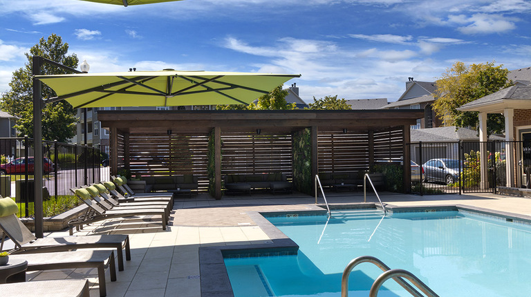 Resort-Inspired Pool with Cabanas